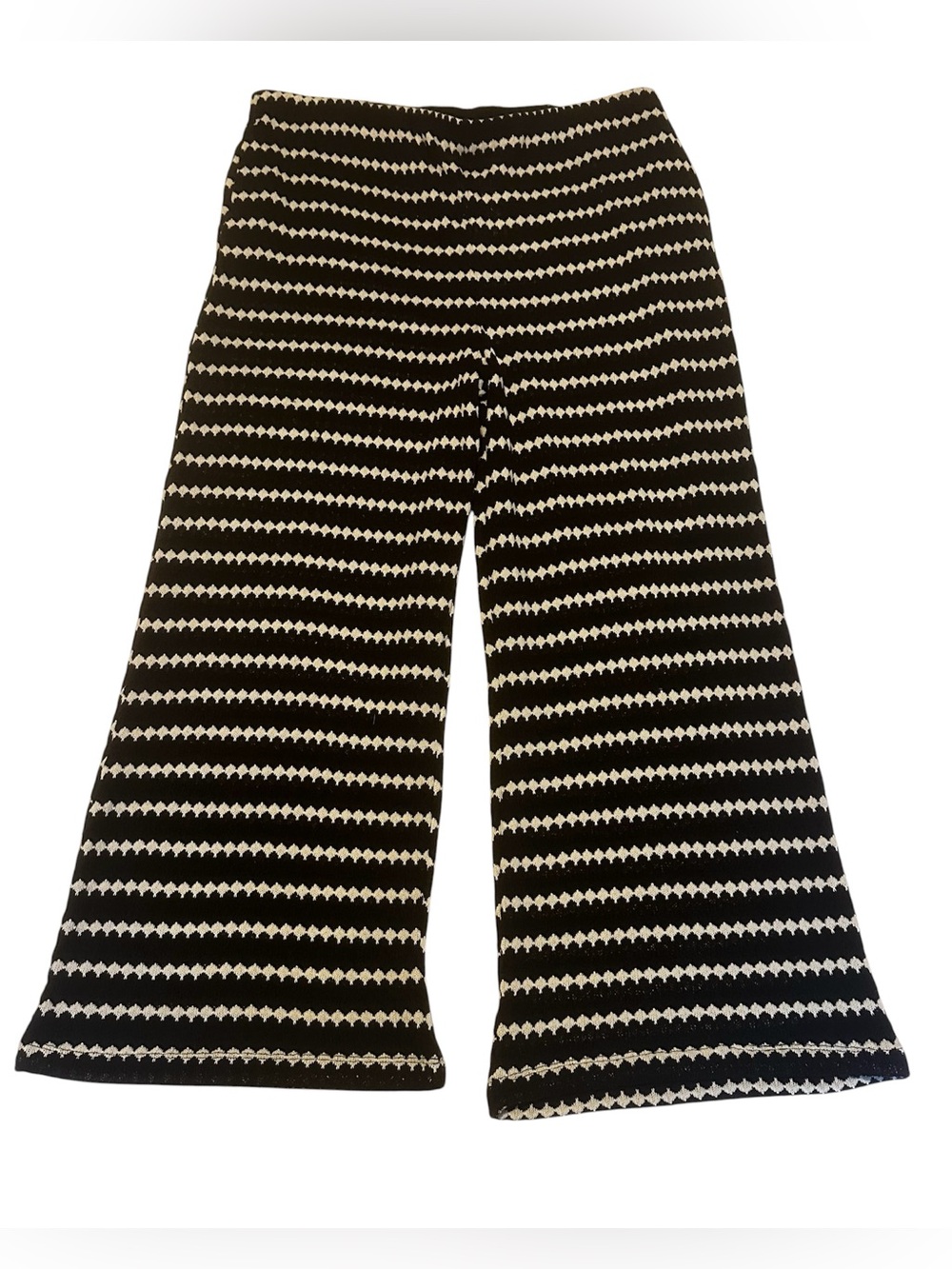 a new day Women's Casual Textured Pull-On Pants  Black/Cream Size 1X